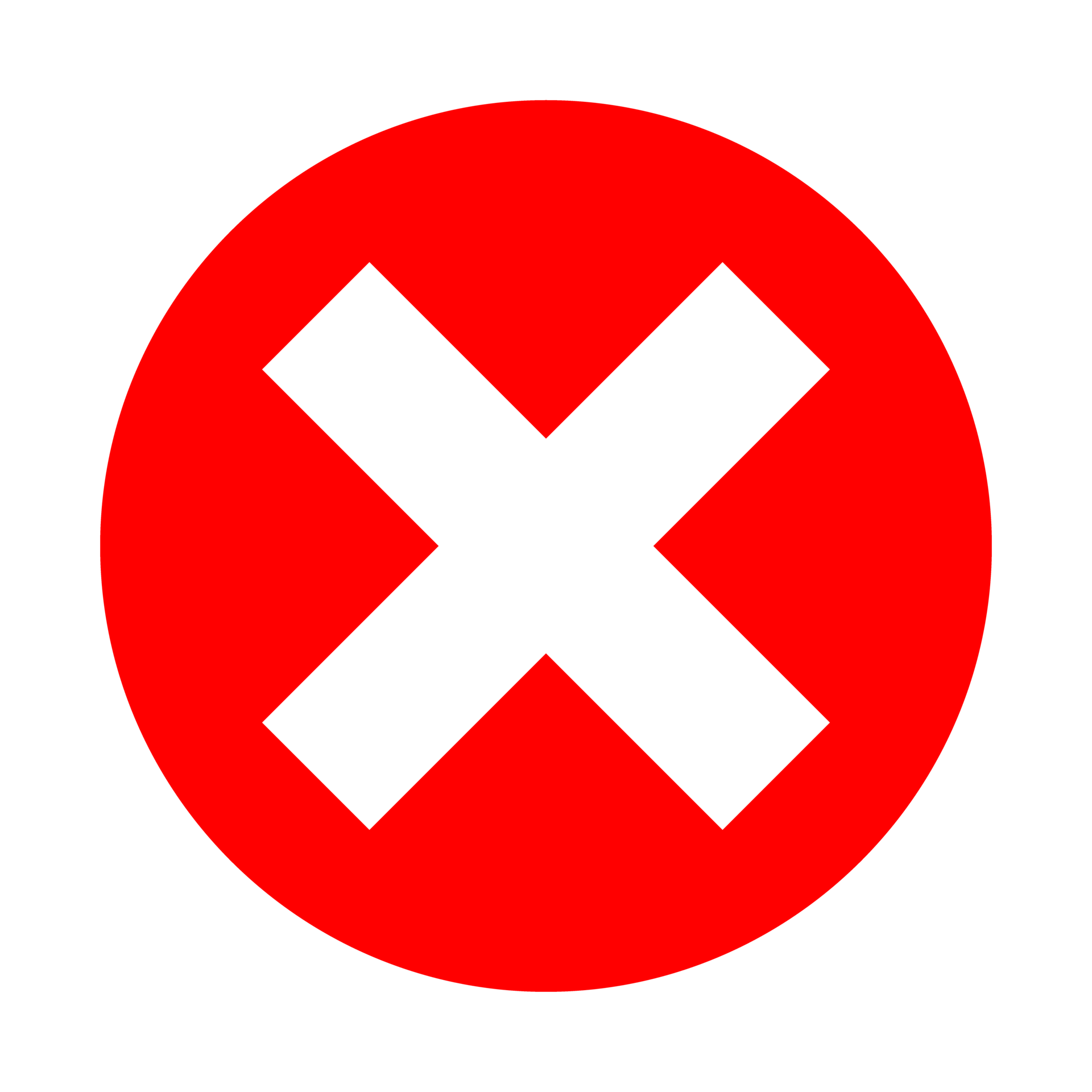 Red circle with white cross icon